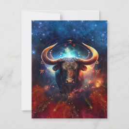 Oxen Stjärntecken Vattenfärgdesign Anteckningskort