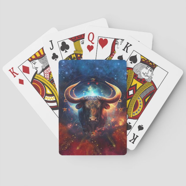Oxen Stjärntecken Vattenfärgdesign Casinokort (Baksidan)