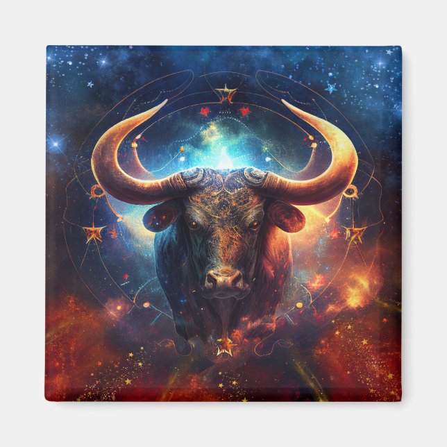 Oxen Stjärntecken Vattenfärgdesign Magnet (Framsidan)