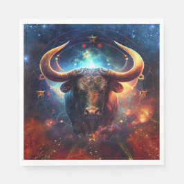 Oxen Stjärntecken Vattenfärgdesign Pappersservett