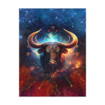 Oxen Stjärntecken Vattenfärgdesign