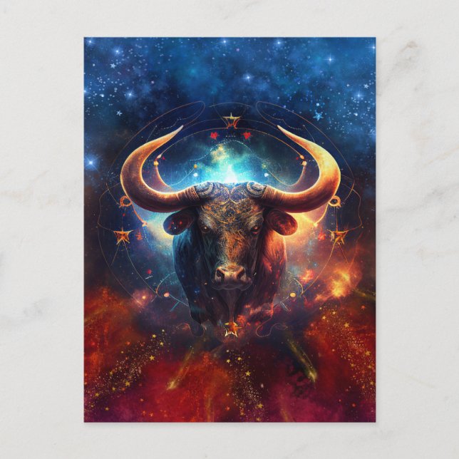 Oxen Stjärntecken Vattenfärgdesign Vykort (Framsida)