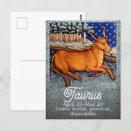Oxen Taurus Stjärntecken Födelsedagsfirande Vykort