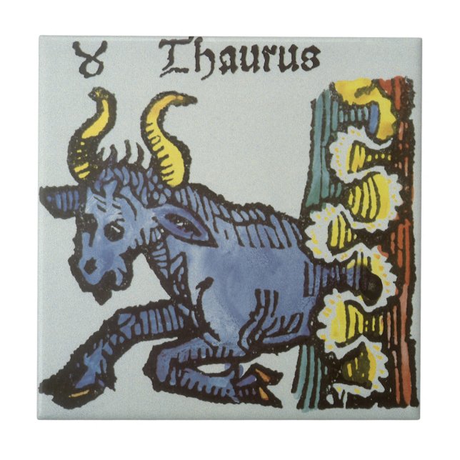 Oxen Tjuren, Antika Zodiakskyltar Kakelplatta (Framsidan)