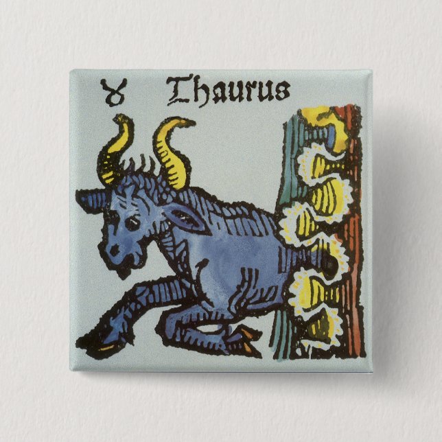 Oxen Tjuren, Antika Zodiakskyltar Knapp (Framsida)