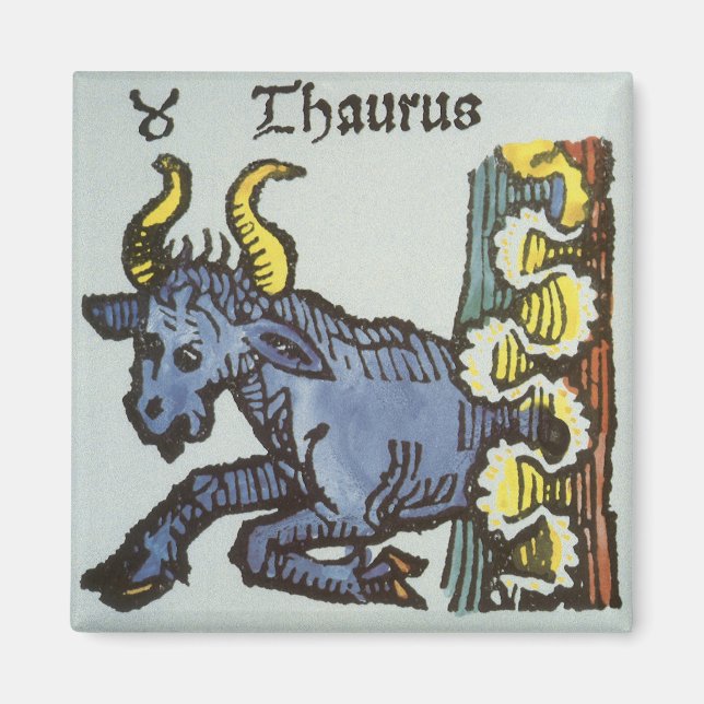Oxen Tjuren, Antika Zodiaktecken Magnet (Framsidan)