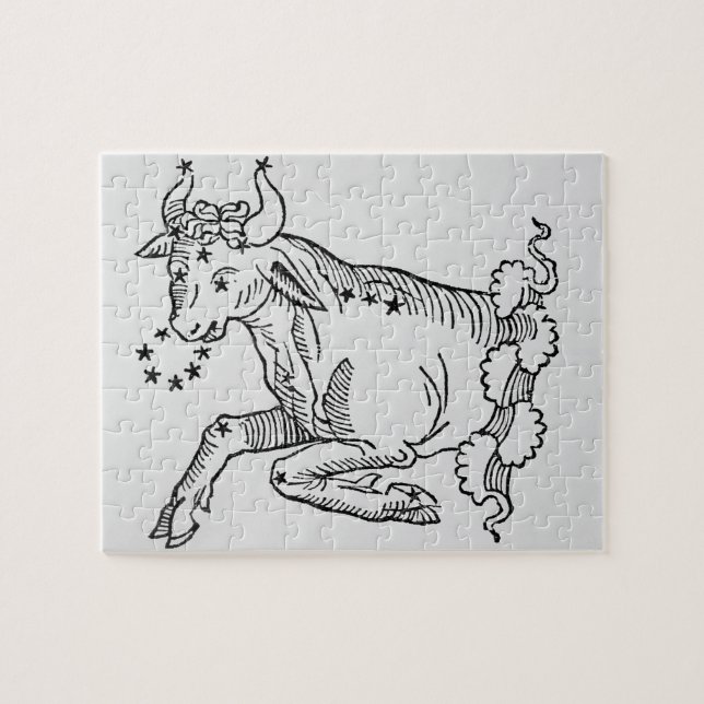 Oxen (tjuren) en illustration från 'det poetiskt pussel (Horisontell)