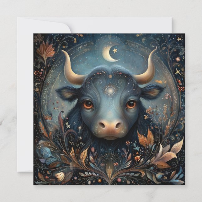 Oxen Tjuren Zodiac Astrologi Celestiala Födelsedag Kort (Framsida)