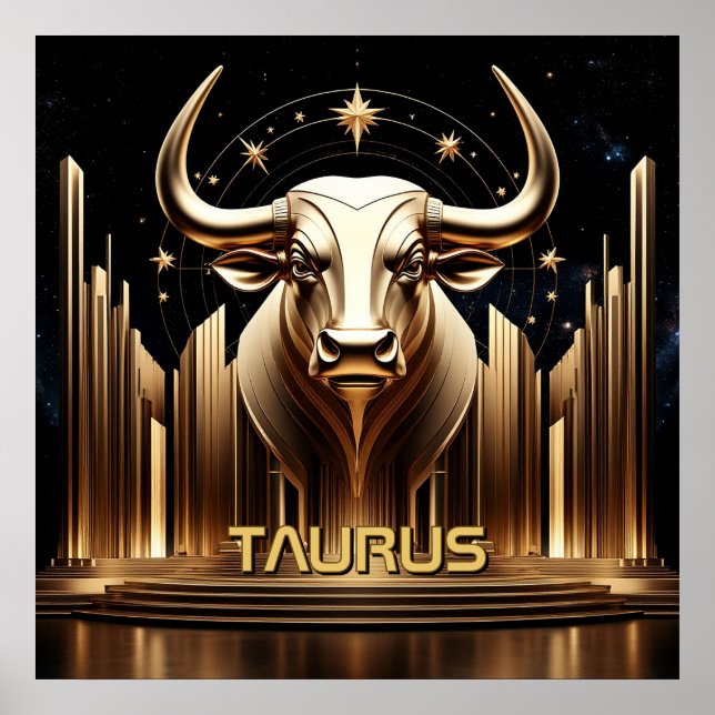 Oxen Tjurfödd Zodiaktempel Astrologipresent Poster (Framsidan)