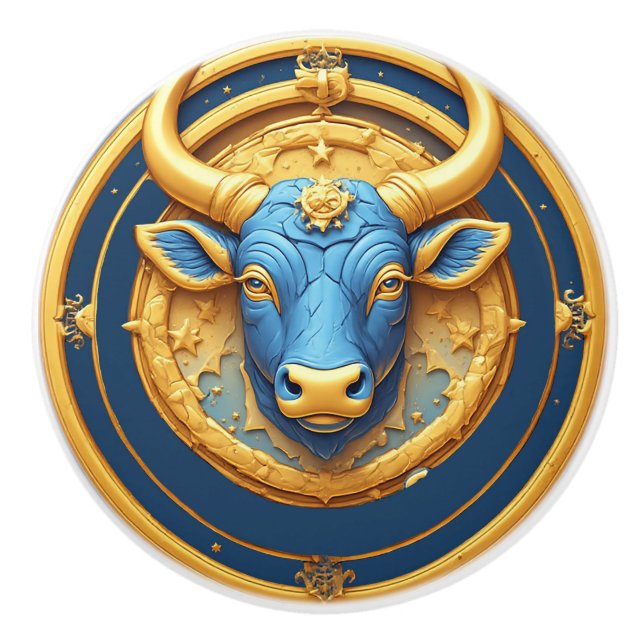 ♉ Oxen Tjurn Oxen Guld Ring Zodiaken Present ♉ Knopp (Framsidan)