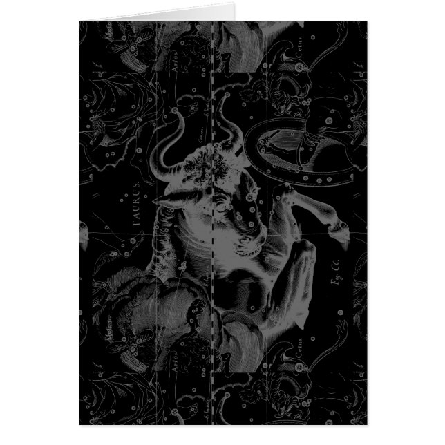 Oxen undertecknar konstellation Hevelius circa Hälsningskort (Framsidan)
