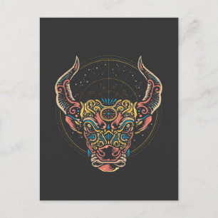 Oxen Zodiac-tecken Horoskop Konst Vykort