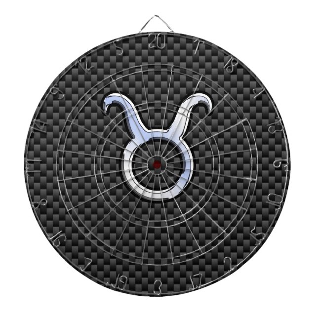 Oxen Zodiac-tecken på svart kolfibertryck Piltavla (Framsidan)