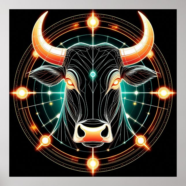 ♉ Oxen Zodiak Dekor För Astrologi Rum Stil 🎁 (Framsidan)