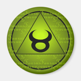 Oxen Zodiak Grön Triangel Lockig Skrift Magnet