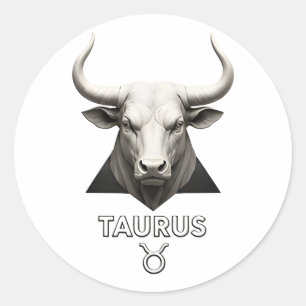 Oxen Zodiak Tjür Klassisk Svart Vit Astrologi Runt Klistermärke