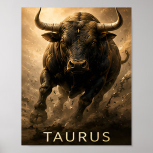 Oxen Zodiak Tjursymbol för Celestial Astrologi Poster