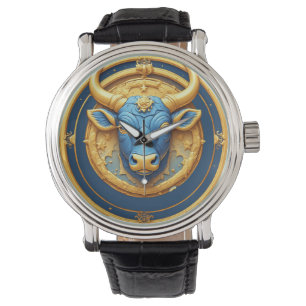 Oxen Zodiak Tjursymbol Med Guld Ring Armbandsur