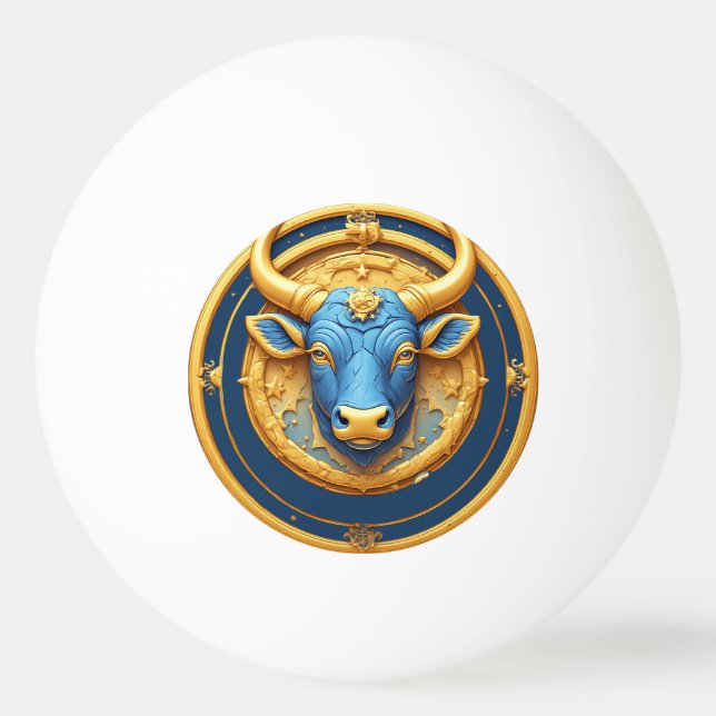 Oxen Zodiak Tjursymbol Med Guld Ring Pingisboll (Framsidan)