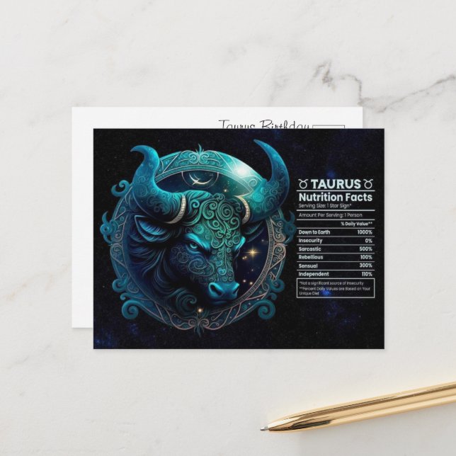 Oxen Zodiakfödelsedag – Astrologisk present till O Vykort (Fram/Back In Situ)