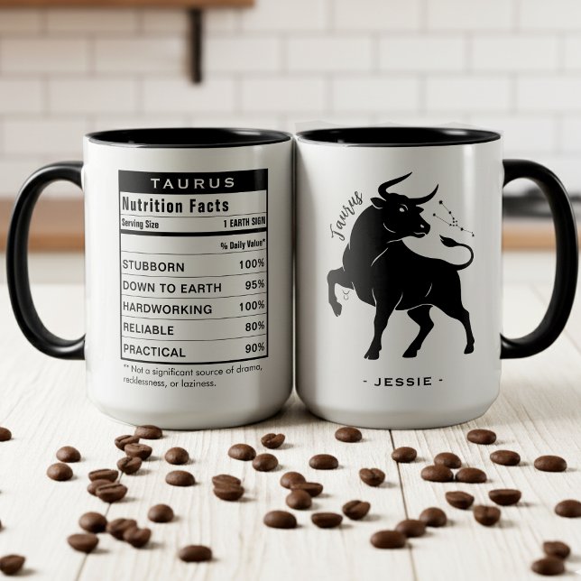 Oxen Zodiakus tecken Astrologi Näringsfakta Mugg (Taurus Zodiac Sign Astrology Nutrition Facts Mug
)