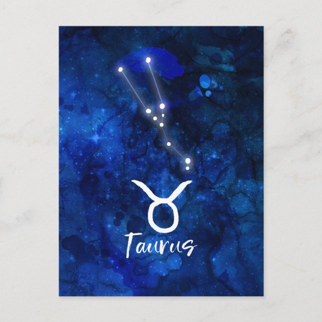 Oxen Zodiakusstjärnbild Blå Galax Celestiala Vykort (Framsida)
