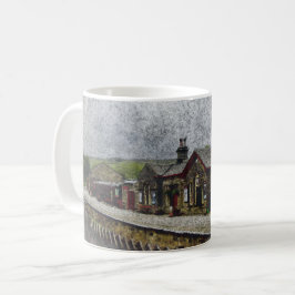 Oxenhope stations vattenfärgstavla för järnvägsarv kaffemugg