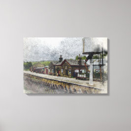 Oxenhope stations vattenfärgstavla för järnvägshis canvastryck