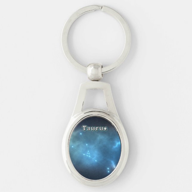 Oxenkonstellation Ovalt Silverfärgad Nyckelring (Framsidan)