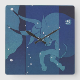 Oxens stjärnbild Retro Zodiak Astrologi Fyrkantig Klocka