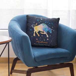 Oxens stjärnbild Zodiak Vattenfärg Stjärna Galax Kudde