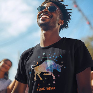 Oxens stjärnbild Zodiak Vattenfärg Stjärna Galax T Shirt