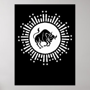 Oxens Zodaksymbol med Celestial Stjärnexplosion Poster