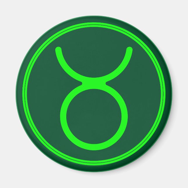 Oxens Zodiakssymbol Grön Kontrast Magnet (Framsidan)
