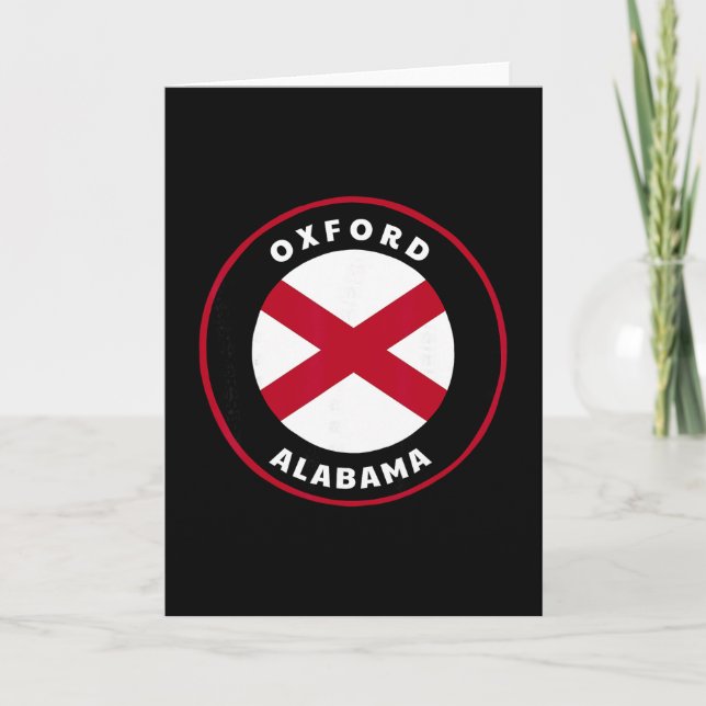 Oxford Alabama Al Statlig Flagga Märke Semester  Kort (Framsida)