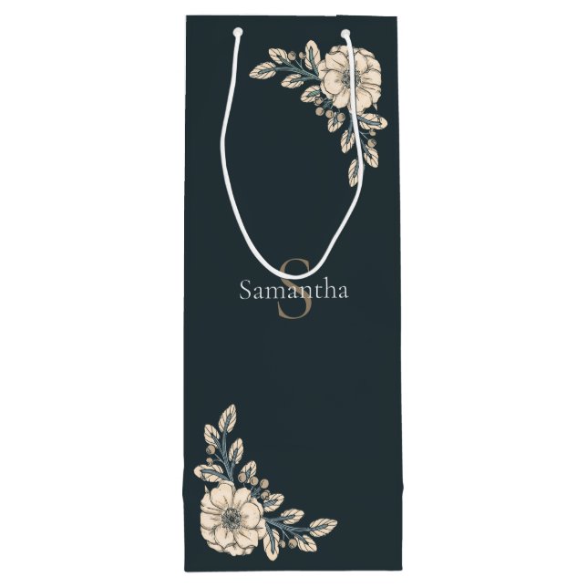 Oxford Blue Guld Monogram Elegant Flowers (Baksidan)