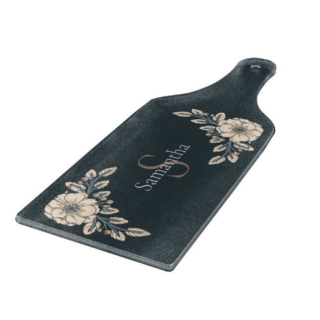 Oxford Blue Guld Monogram Elegant Flowers (Hörn)