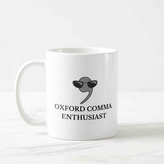 Oxford Comma Enthusiast | Funny engelsk lärare Kaffemugg (Vänster)
