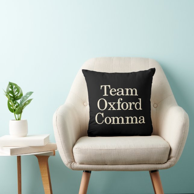 Oxford Comma Grammar Humor Funny Quote Black Kudde (Stol)