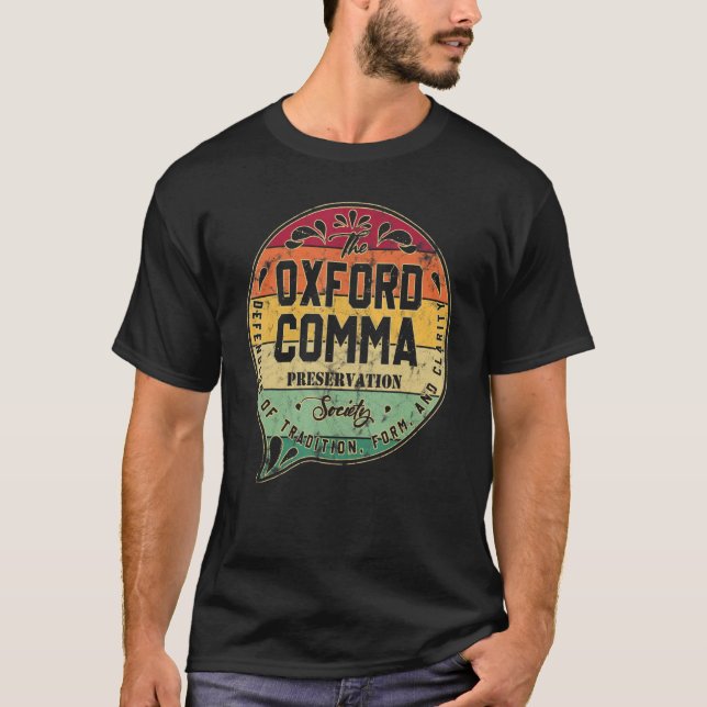 Oxford Comma Preservation Society Dictionary V T Shirt (Framsida)