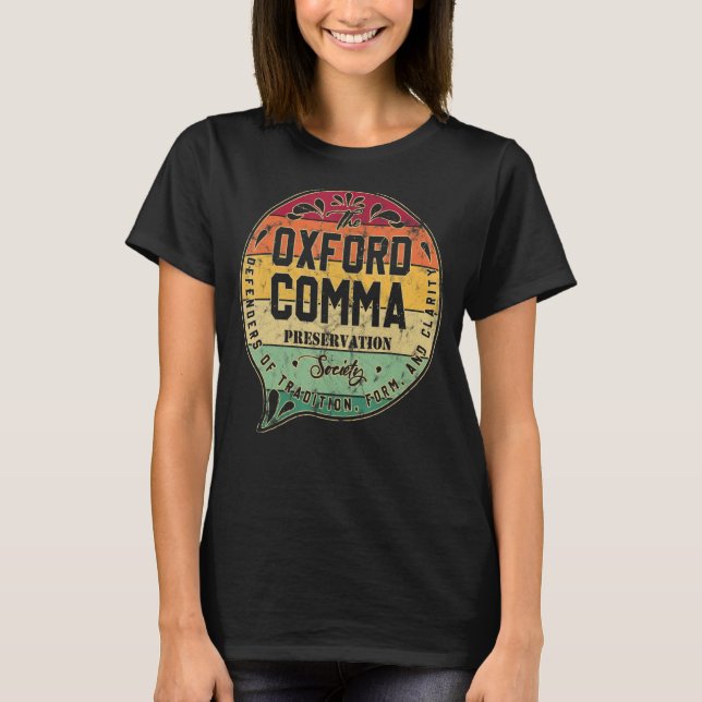 Oxford Comma Preservation Society Dictionary V T Shirt (Framsida)