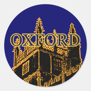 Oxford England 1986 Byggande Spiral Guld Runt Klistermärke