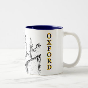 Oxford England byggnad 1986 röra sig i spiral vit Två-Tonad Mugg