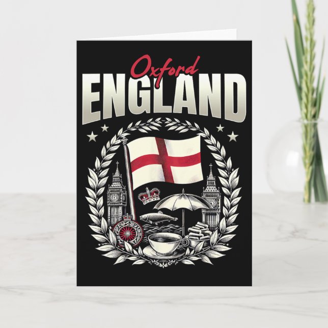 Oxford England Flag Souvenir Oxford Vacation  Kort (Framsida)