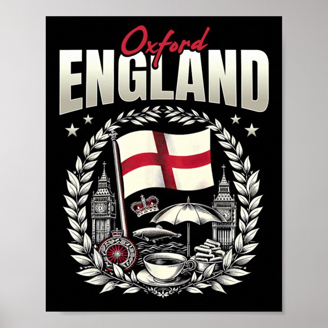 Oxford England Flag Souvenir Oxford Vacation  Poster (Framsidan)
