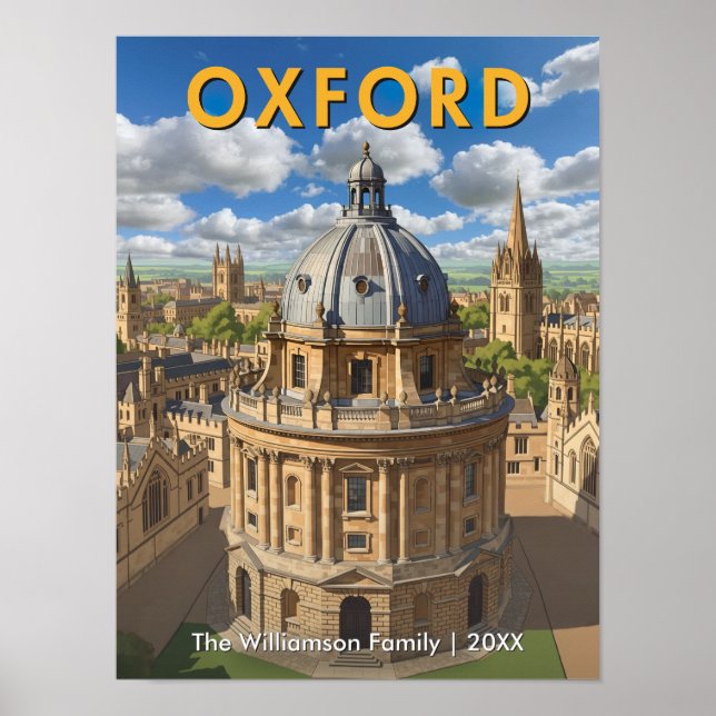 Oxford, England - Radcliffe Camera Retro Travel Poster (Framsidan)