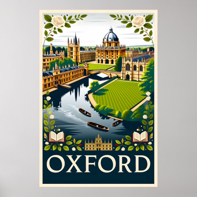Oxford England Retro Resemålning Affisch Konst (Framsidan)