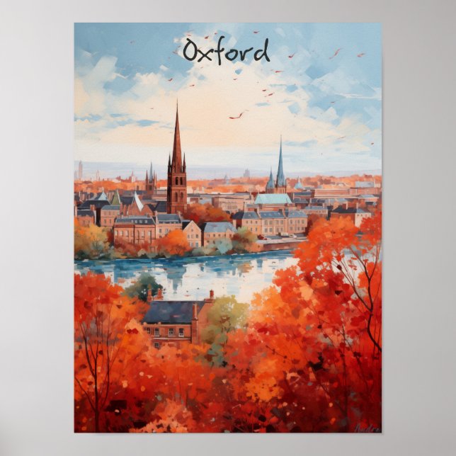 Oxford England Travel City Painting Aesthetic Poster (Framsidan)