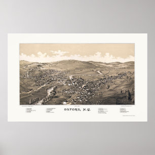 Oxford NY panorama- karta 1888 Poster