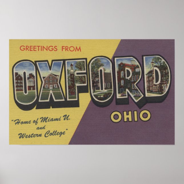 Oxford, Ohio - Miami U & Westerna College Poster (Framsidan)